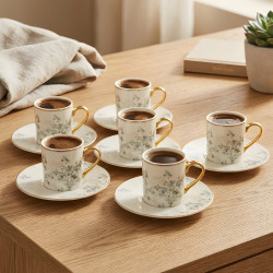 Coffee Cup and Saucer Set - 6 Pcs